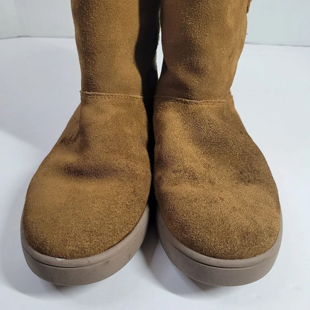Koolaburra By UGG Girls Youth Short Suede Shearling‎ Boots Size 3 Tan 1096445